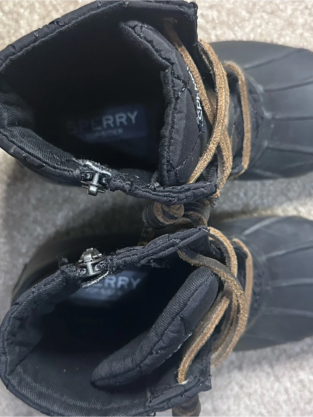 Sperry Kids Black Lace-Up Rain Boots